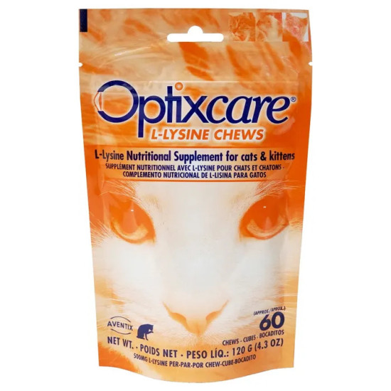 Optixcare L-Lysine Chews, supliment pentru pisici si pisoi, 60 tablete masticabile